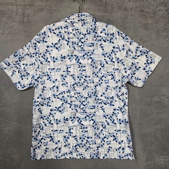 William Murray Golf Polo Mens XL Blue white Floral AOP Performance Stretch - Picture 3 of 11